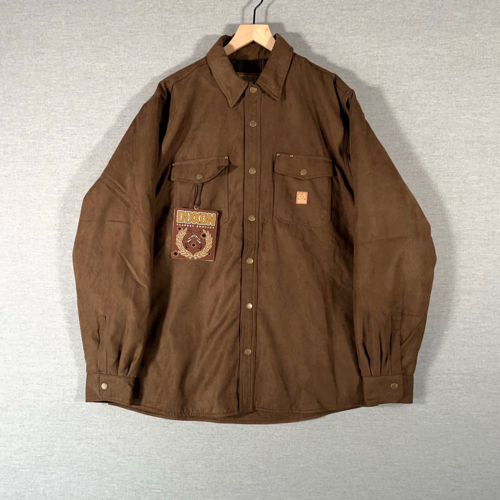 Dixxon Jacket Mens 1XL Brown Casper Suede Flannel Lined Button Snap New, Men's — image 2 of 6