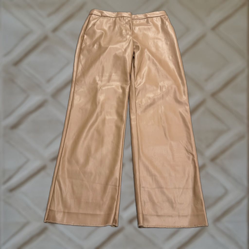 Vintage Alexia Admor Pants Women 8 Faux Leather Straight Leg High Rise Dress Pants Brown Women Size 30" / US 8 / IT 44 - 1 Thumbnail