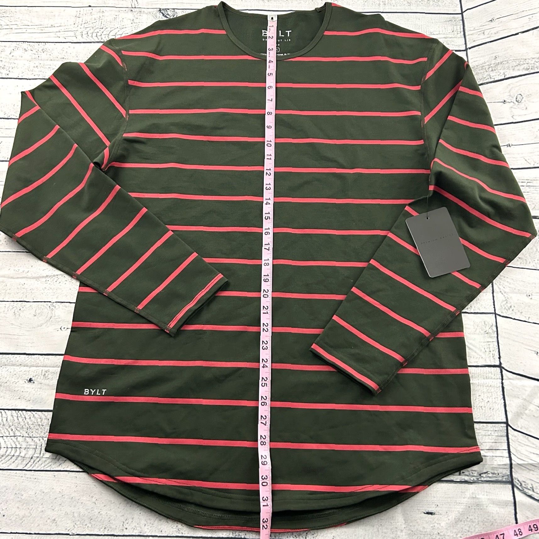 Vintage BYLT Drop Cut Lux Striped Long Sleeve Athletic Button-Up Shirt XL Green Men Size US XL / EU 56 / 4 - 3 Thumbnail