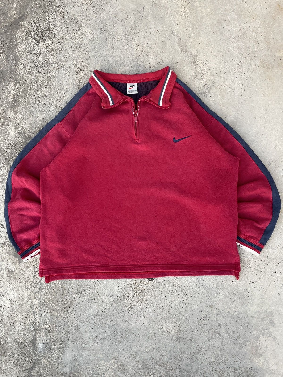 Nike × Vintage Vintage 90s Distressed Nike Half Zipper Sweatshirt Size US XXL / EU 58 / 5 - 1 Thumbnail