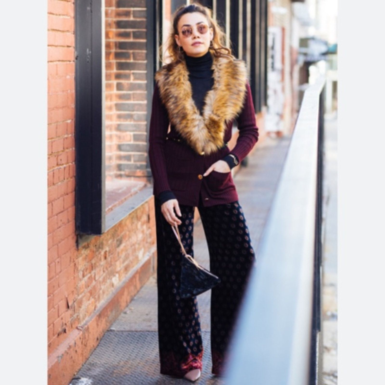 Trina Turk Trina Turk Palazzo Flare Damask Jacquard Velvet Print Pant Size 24" / US 00 / IT 34 - 2 Thumbnail