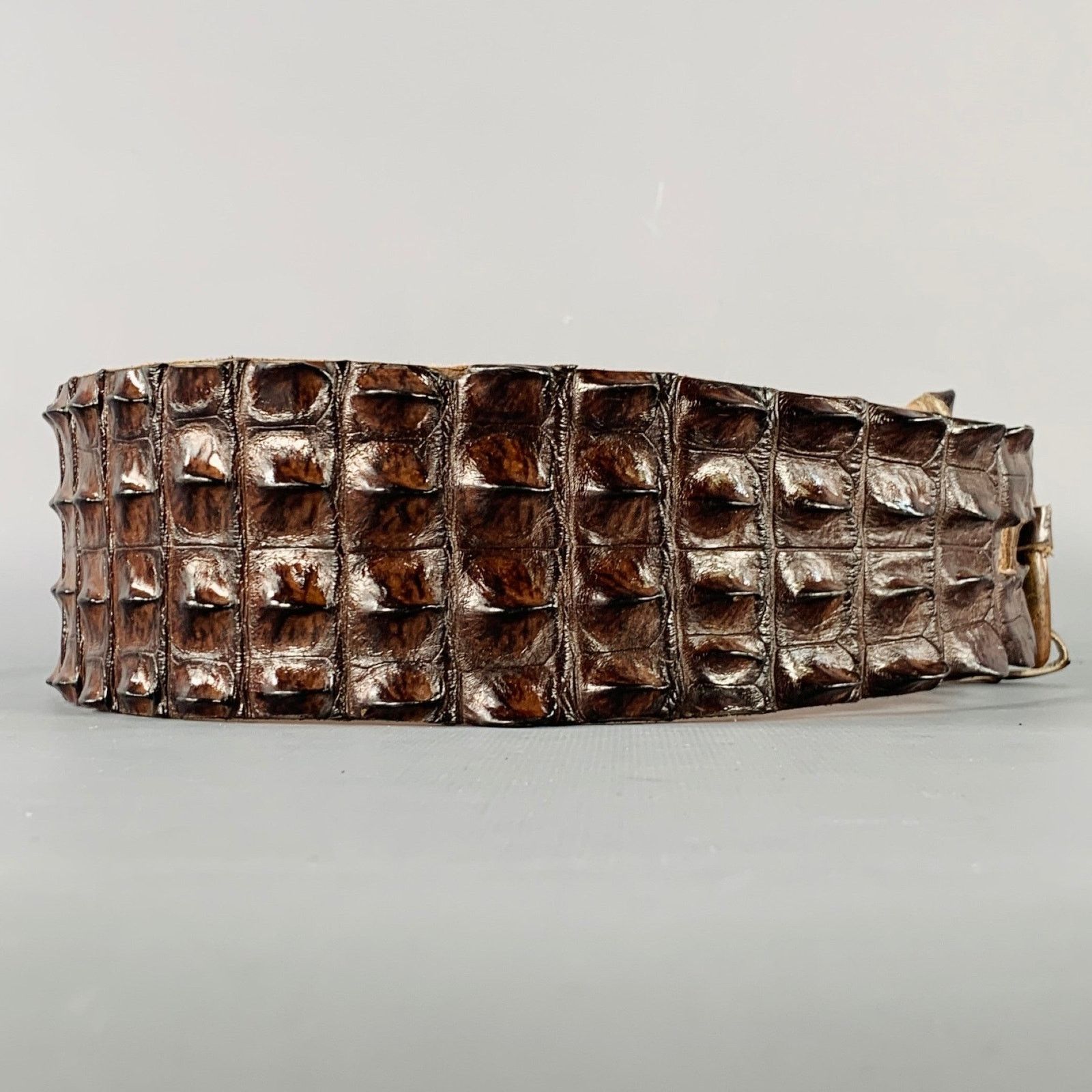 Vintage VINTAGE Brown Crocodile Leather Belt Size ONE SIZE - 4 Thumbnail