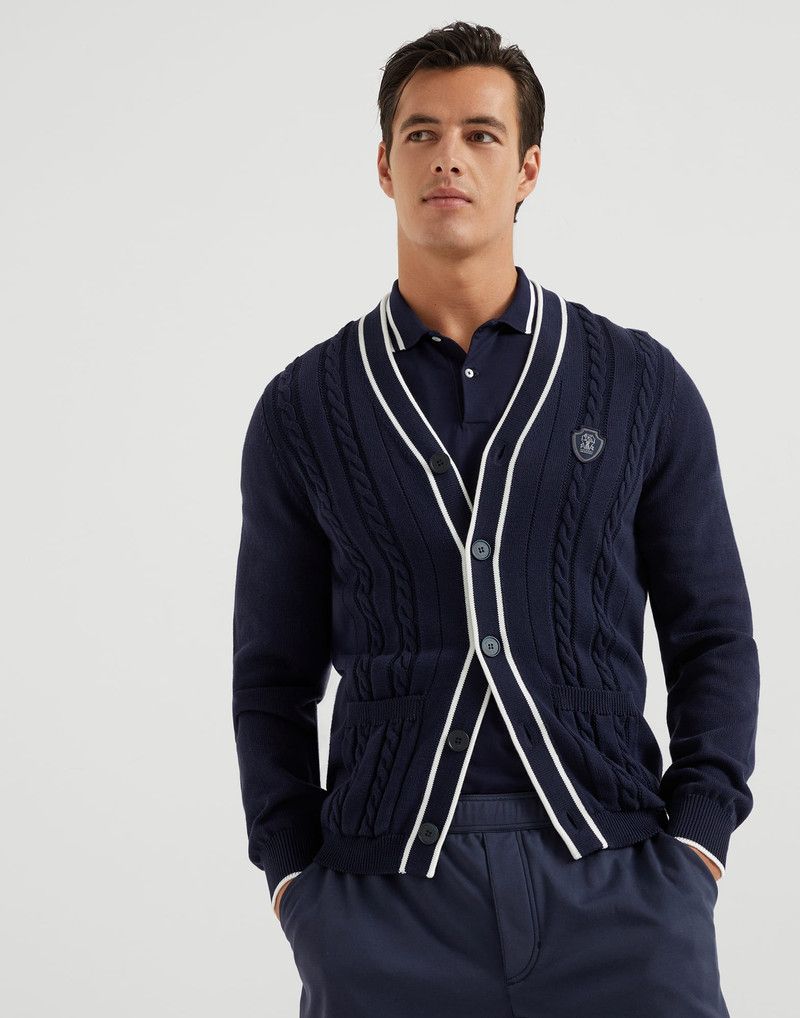 o1la1rc1a0326 Cable Knit Cardigan in Blue