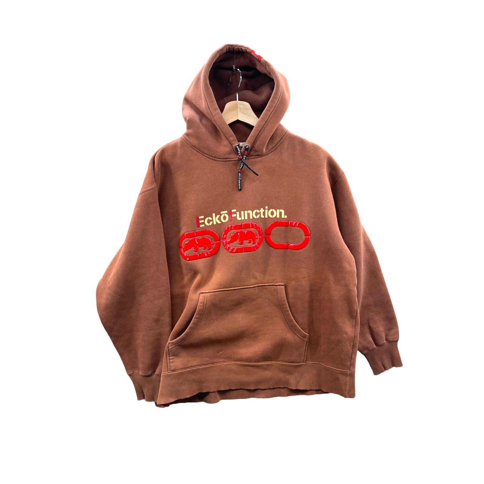 Vintage Ecko Function Brown Embossed Graphic Hoodie