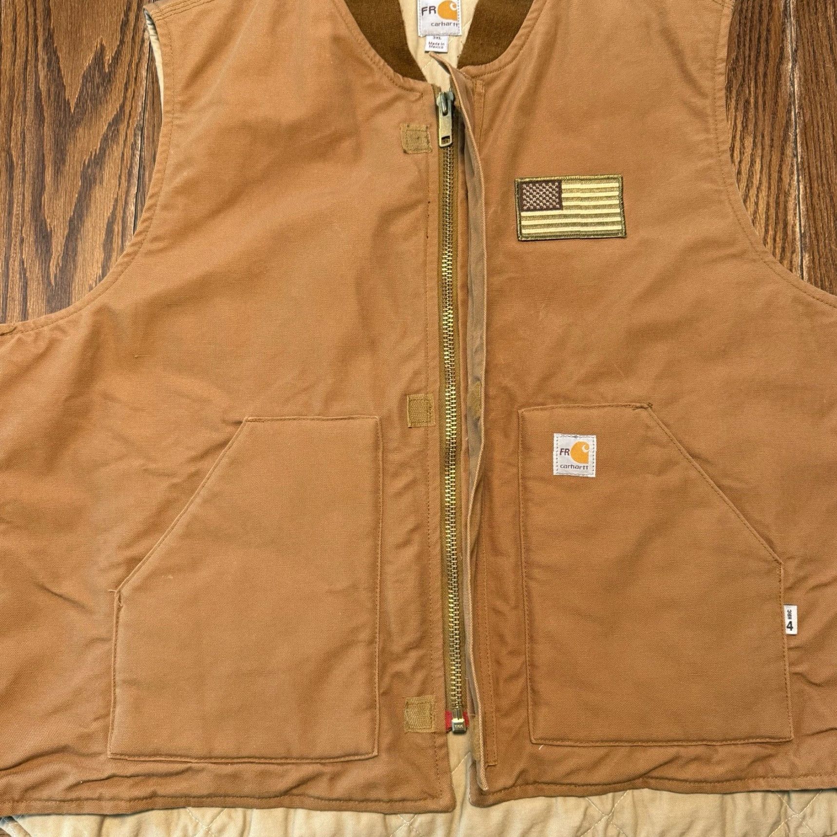 Carhartt Carhartt Vest FR Flame-Resistant Quilted Lined Duck Men 3XL FRV036 BRN USA Flag Size US XXL / EU 58 / 5 - 5 Thumbnail