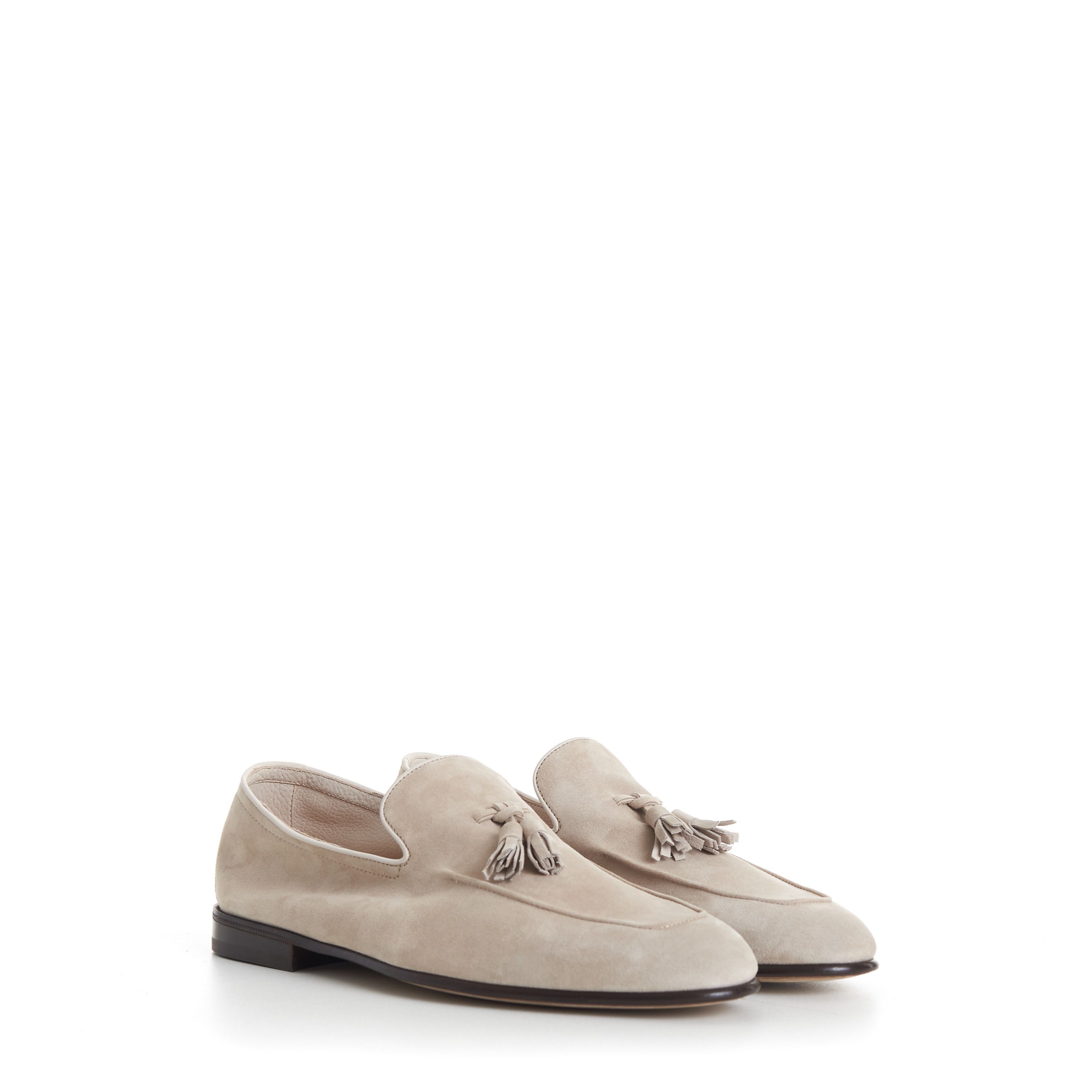 Brunello Cucinelli Sand Suede Unlined Loafers With Tassels Size US 10.5 / EU 43-44 - 1 Thumbnail