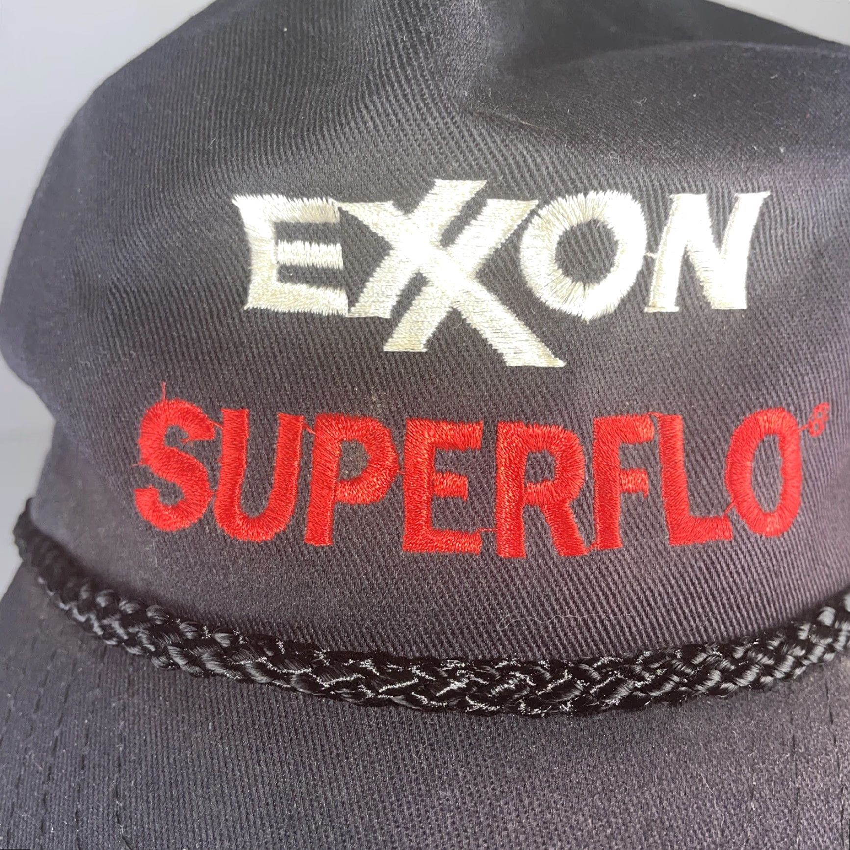 Spell VTG Exxon Superflo Spell Out Hat Black Snapback Rope Baseball Cap Adjustable Hat Men Adjustable Black Rope Baseball Cap Mens Size ONE SIZE - 6 Thumbnail