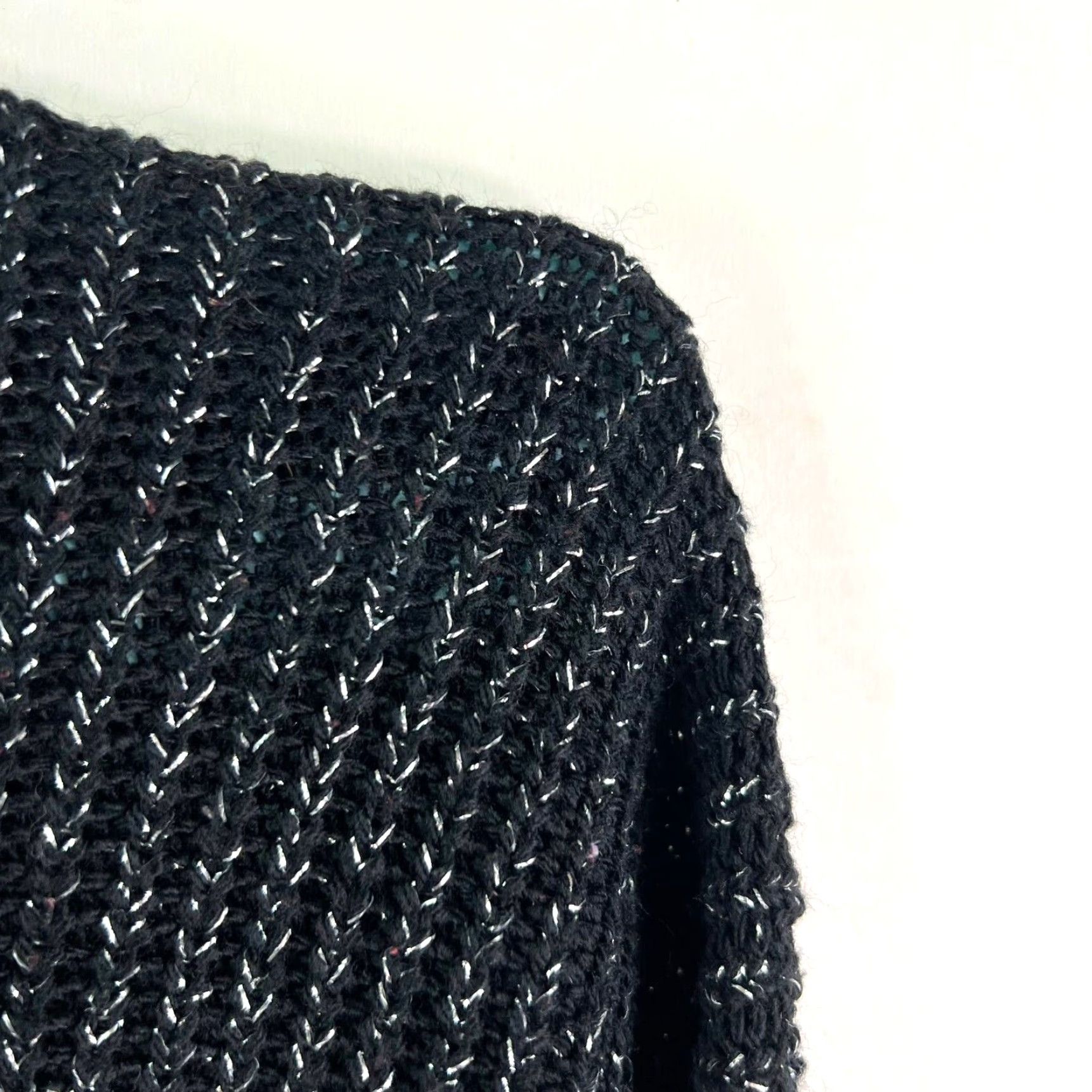 Vintage VINTAGE American Pride Glitter Waffle Knit Sweater Womens Size L Black Geometric 90s Party Size L / US 10 / IT 46 - 2 Thumbnail