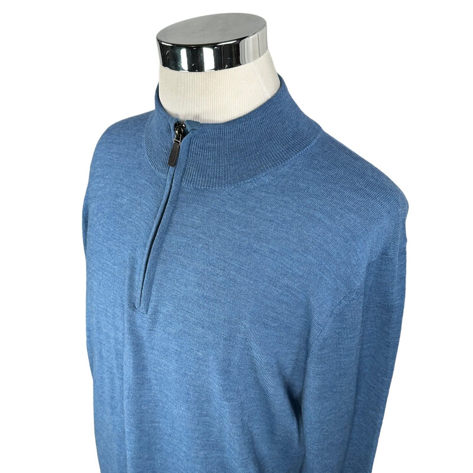 UNTUCKit Untuckit Sweater Large Blue Knit Merino Wool 1/4 Zip Golf Size US L / EU 52-54 / 3 - 7 Thumbnail