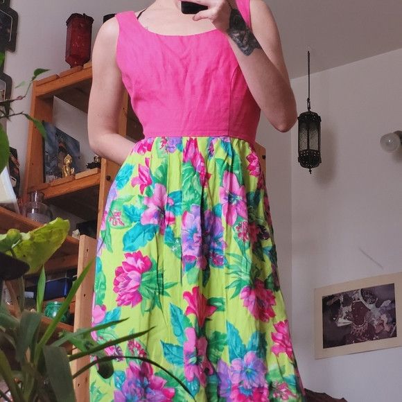 Vintage Suttles & Seawind Vintage Floral Linen Pink Maxi Dress - S Size S / US 4 / IT 40 - 1 Thumbnail