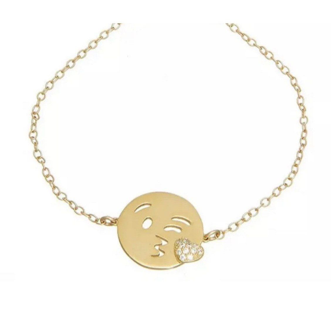 Other New Emoji Wink Kiss Sterling Silver 14K Gold Vermeil Bracele Size ONE SIZE - 4 Thumbnail