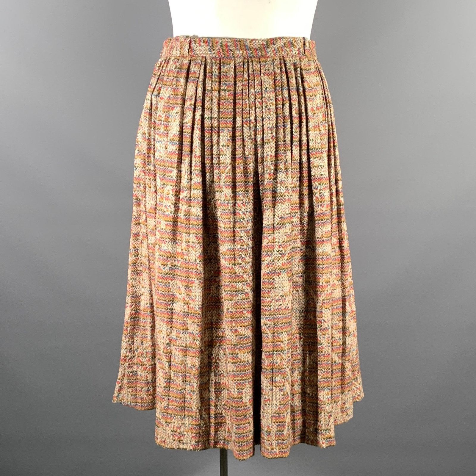 Hermes HERMES Multi-Color Silk Wool Pleated Knee-Length Skirt Size 30" / US 8 / IT 44 - 1 Thumbnail