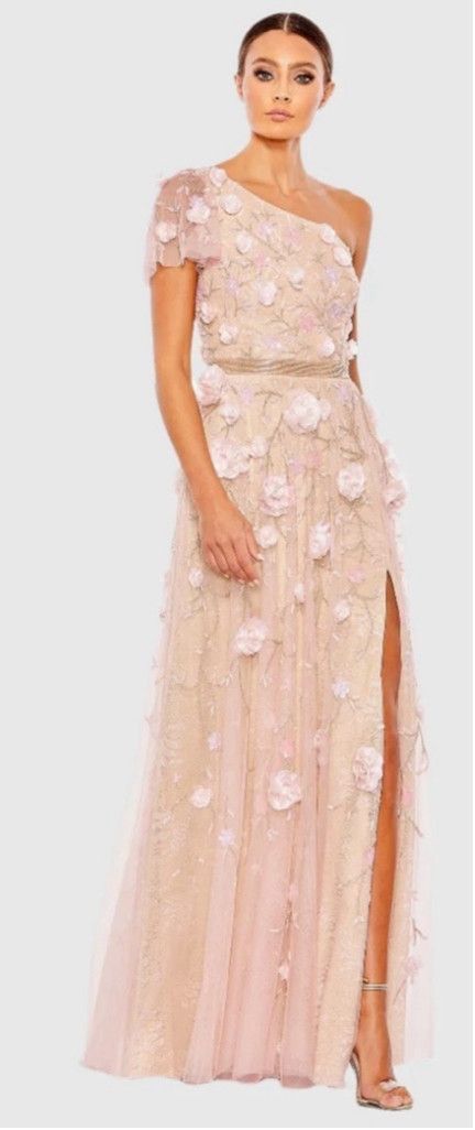 Mac Duggal Mac Duggal Blush Floral Embellished One Shoulder Gown 10 Size L / US 10 / IT 46 - 1 Thumbnail