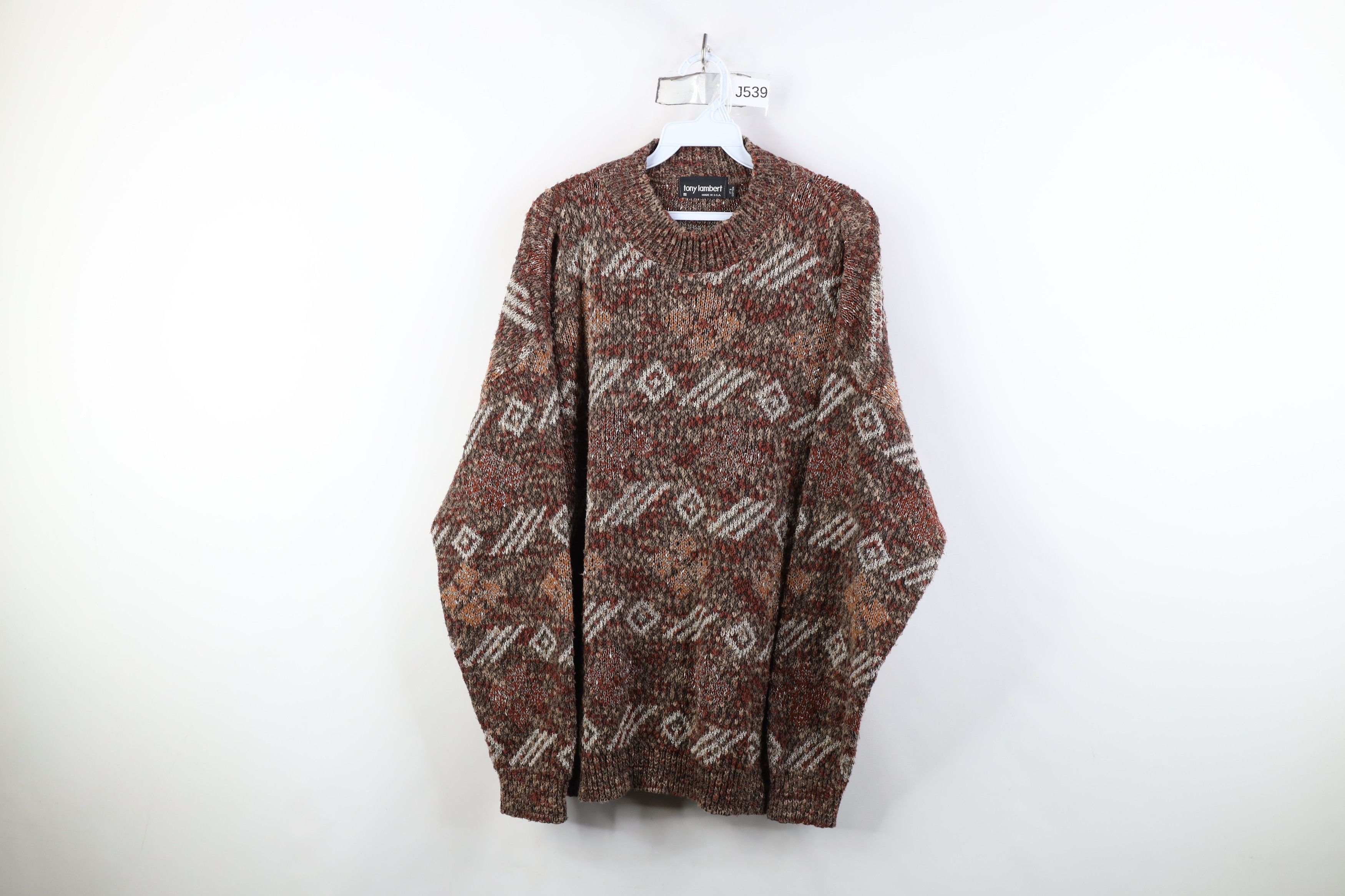 Vintage Vintage 90s Streetwear Geometric Knit Sweater Earth Tone USA Size US M / EU 48-50 / 2 - 1 Thumbnail