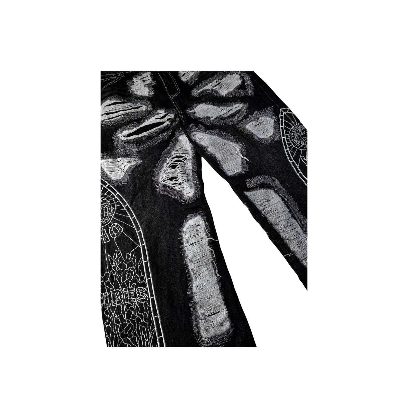 Who Decides War Who Decides War Distressed Black & Silver Jeans Size US 40 / EU 56 - 2 Thumbnail