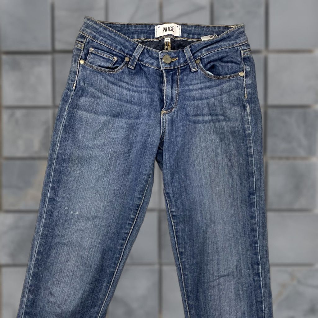 Paige Paige Verdugo jeans Womens 25 Blue Low Rise Ankle Distressed Stretch Denim 5-Pocket Modern Size 42" / US 20 - 1 Thumbnail