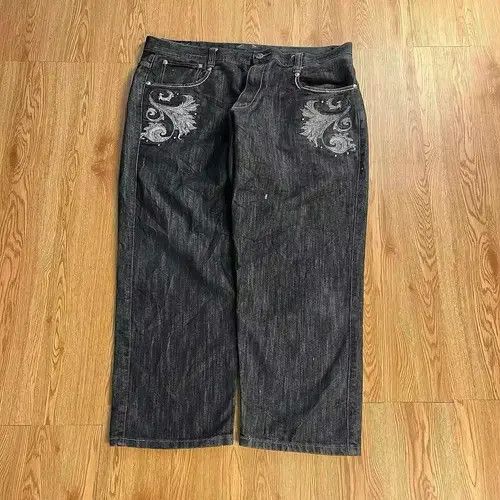 VIBE Retro Skull Wings Embroidered Baggy Jeans Size US 30 / EU 46 - 4 Thumbnail