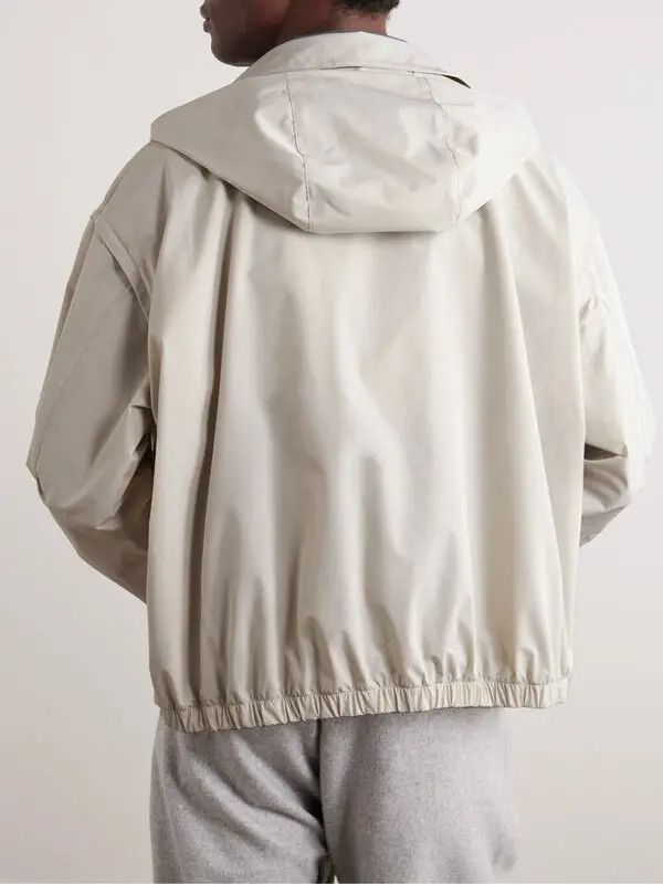 Loro Piana o1w1db10724 Tech Twill Hooded Jacket in White Size US XL / EU 56 / 4 - 4 Thumbnail