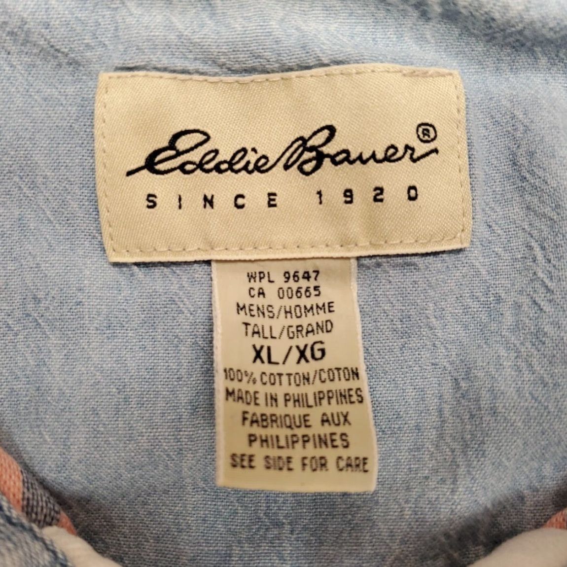 Eddie Bauer VTG Eddie Bauer Shirt Mens XL Pink Striped Rugby Rubber Button Denim Collar Polo Size US XL / EU 56 / 4 - 4 Thumbnail