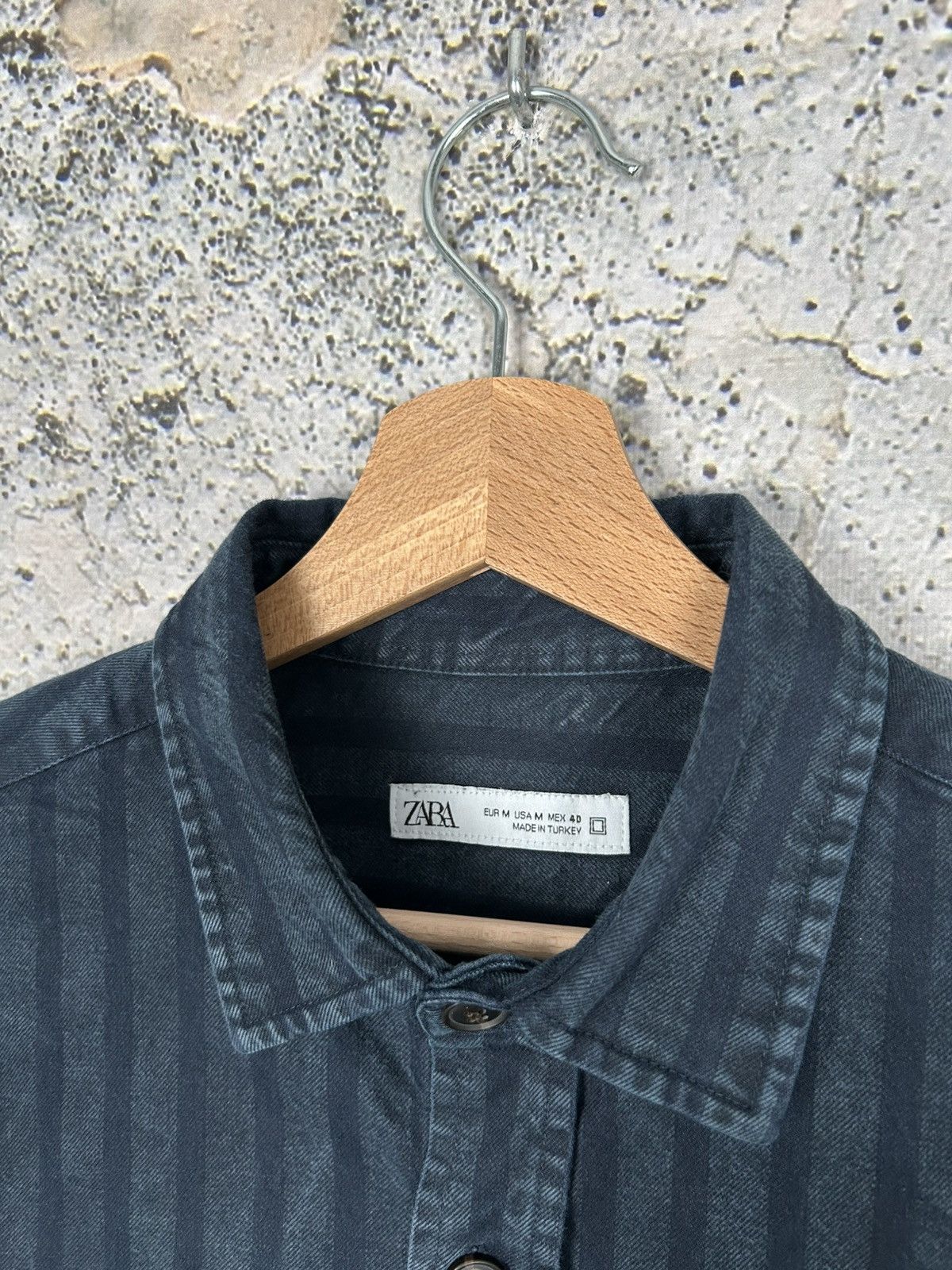 Vintage Zara Stripe Dark Navy Shirt Oversized Grunge Rock Punk Size US M / EU 48-50 / 2 - 5 Thumbnail