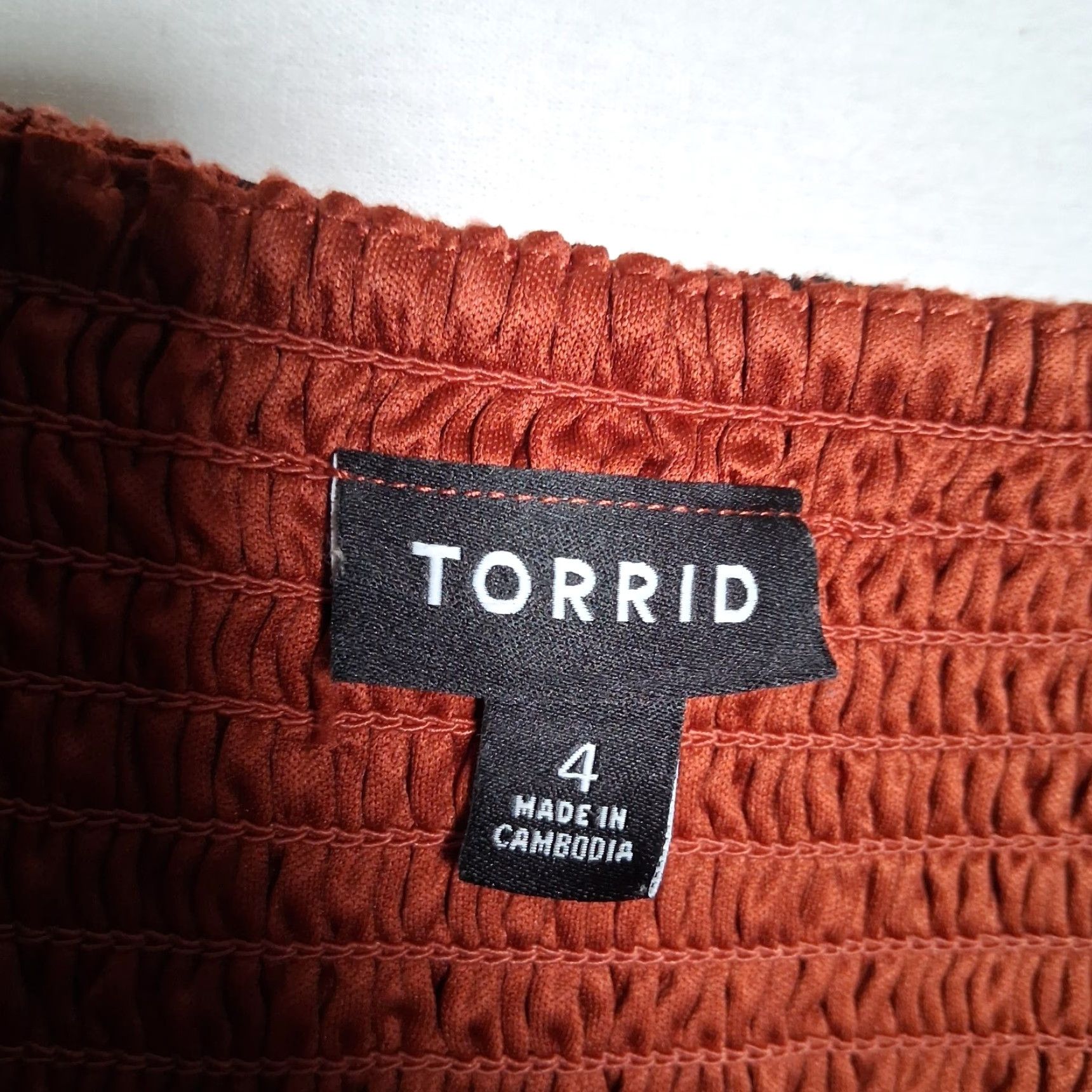 Torrid Torrid Blouse 4X Plus Size Flutter Sleeve V-Neck Smocked Floral Rust Orange Boho Hippie Peasant Milkmaid Woven Shirt Women Regular Size XXL / US 16-18 / IT 52-54 - 5 Thumbnail