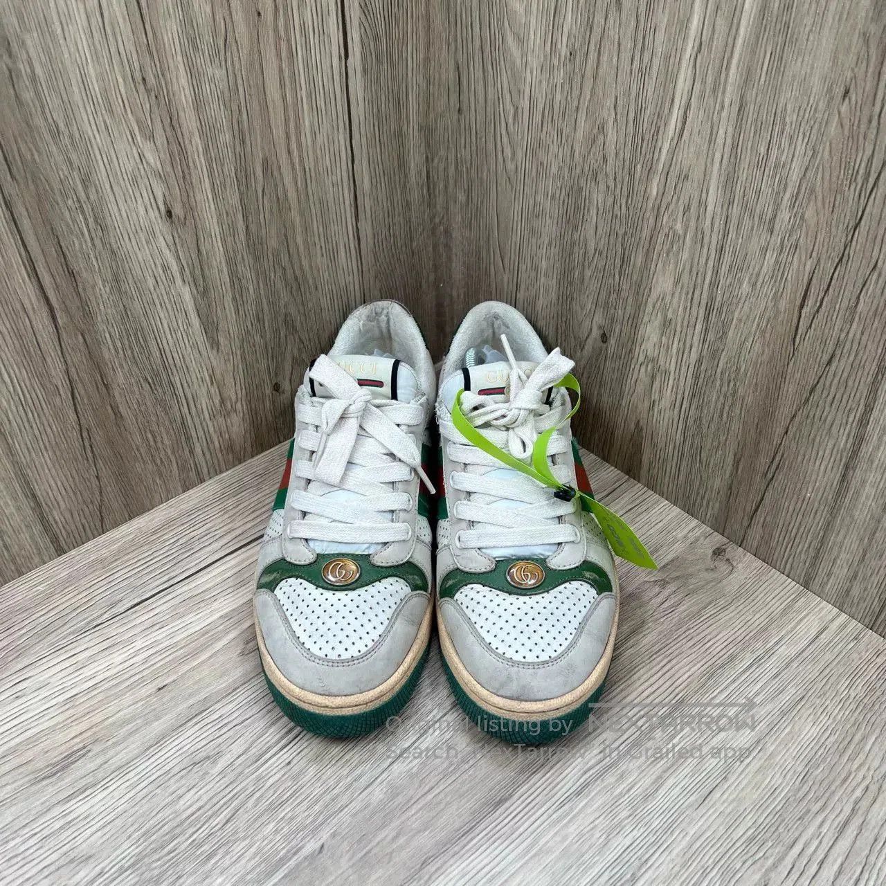 Gucci gucci green and beige perforated sneakers. Size US 9 / EU 42 - 1 Thumbnail