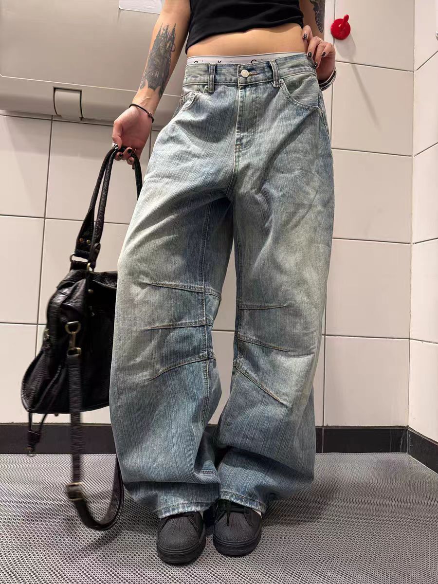 Jean Blue loose-fitting wide-leg jeans Size US 30 / EU 46 - 4 Thumbnail