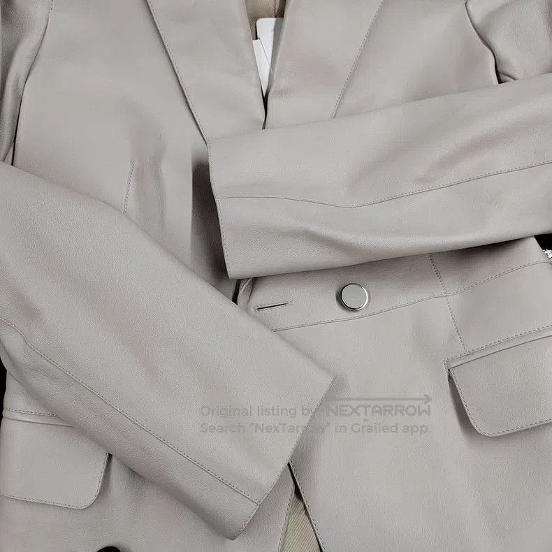 Hermes Hermes White-Grey Lamb Leather Blazer Jacket Size XS / US 0-2 / IT 36-38 - 8 Thumbnail