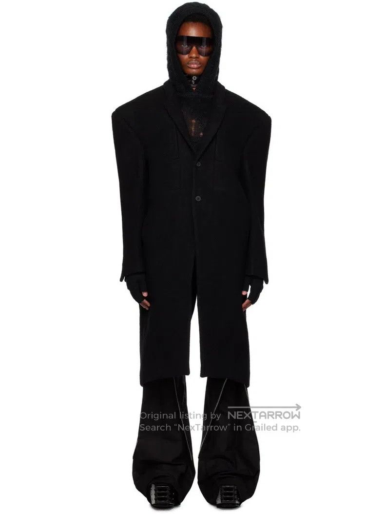 Rick Owens RICK OWENS Black woolen coat large shoulder long coat shor Size US M / EU 48-50 / 2 - 2 Thumbnail