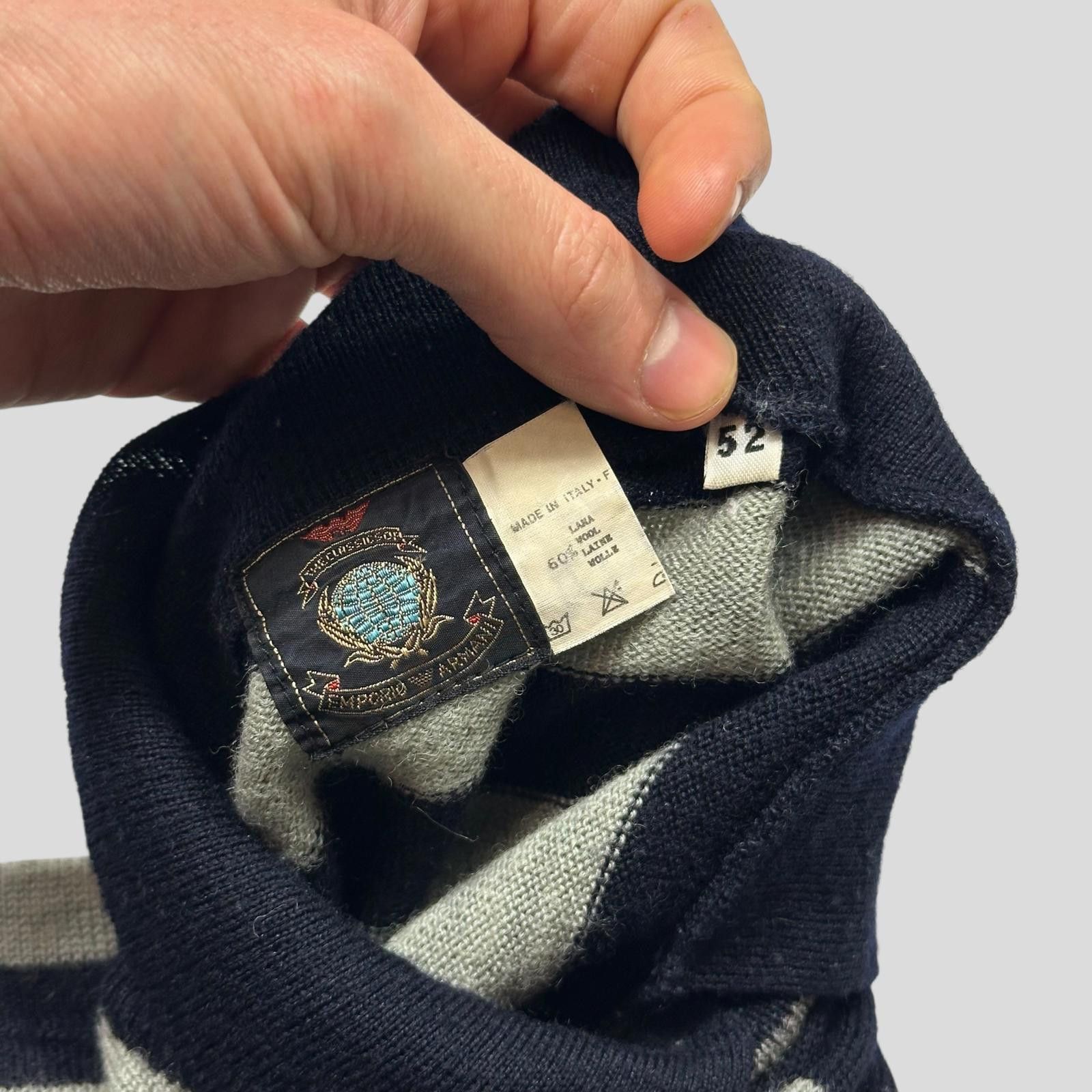 Armani Emporio Armani 80’s Striped Wool Pop Collar Knit Jumper - L Size US L / EU 52-54 / 3 - 5 Thumbnail