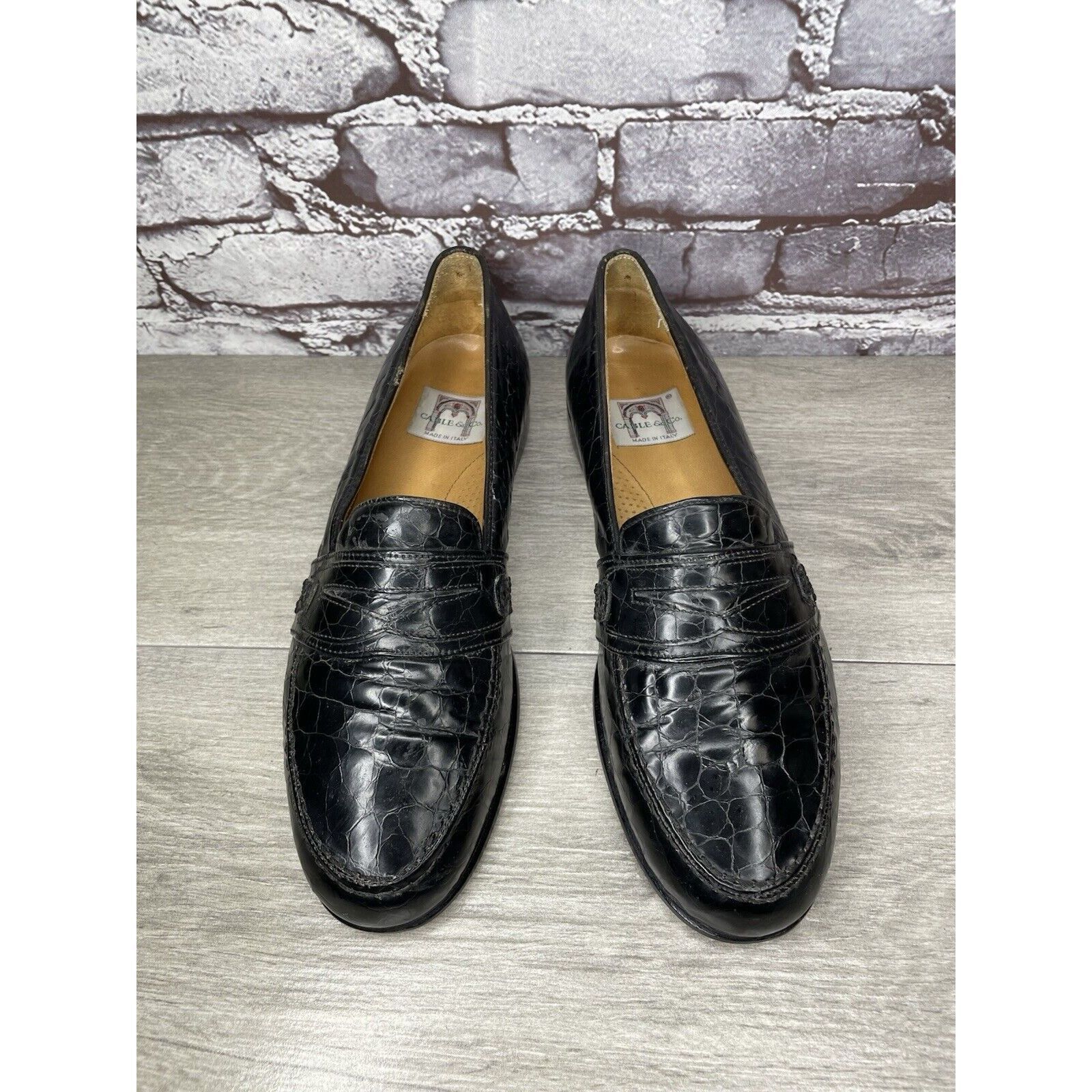 Other Cable & Co. Black Leather Croc Penny Loafers Dress Shoes Men Size US 9.5 / EU 42-43 - 24 Thumbnail