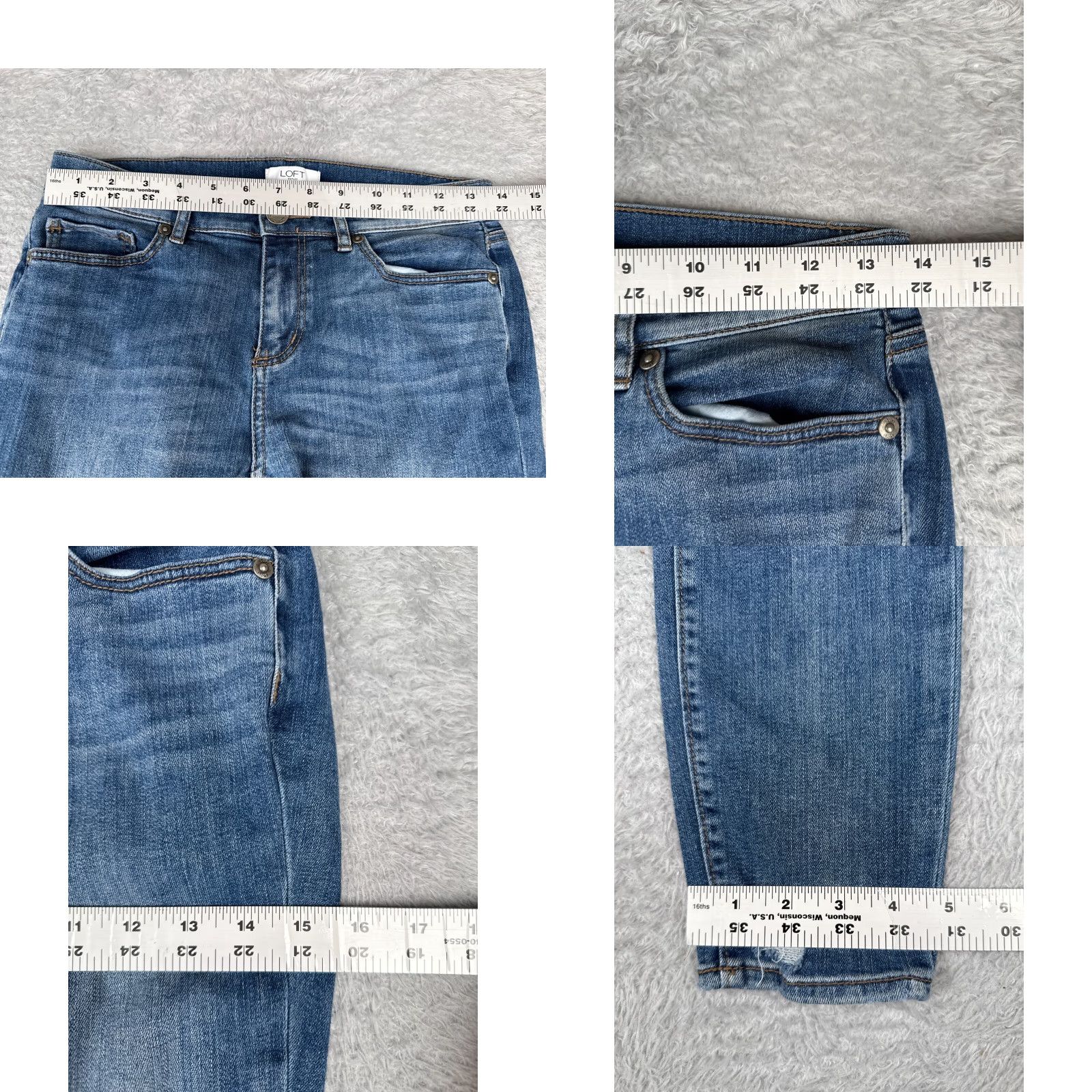 Loft Loft Jeans Womens Skinny Low Rise Blue Denim 27x23 Petites Jeans Distressed 4P 5-Pocket Design Cotton Spandex Loft Outlet Size 27" / US 4 / IT 40 - 9 Thumbnail