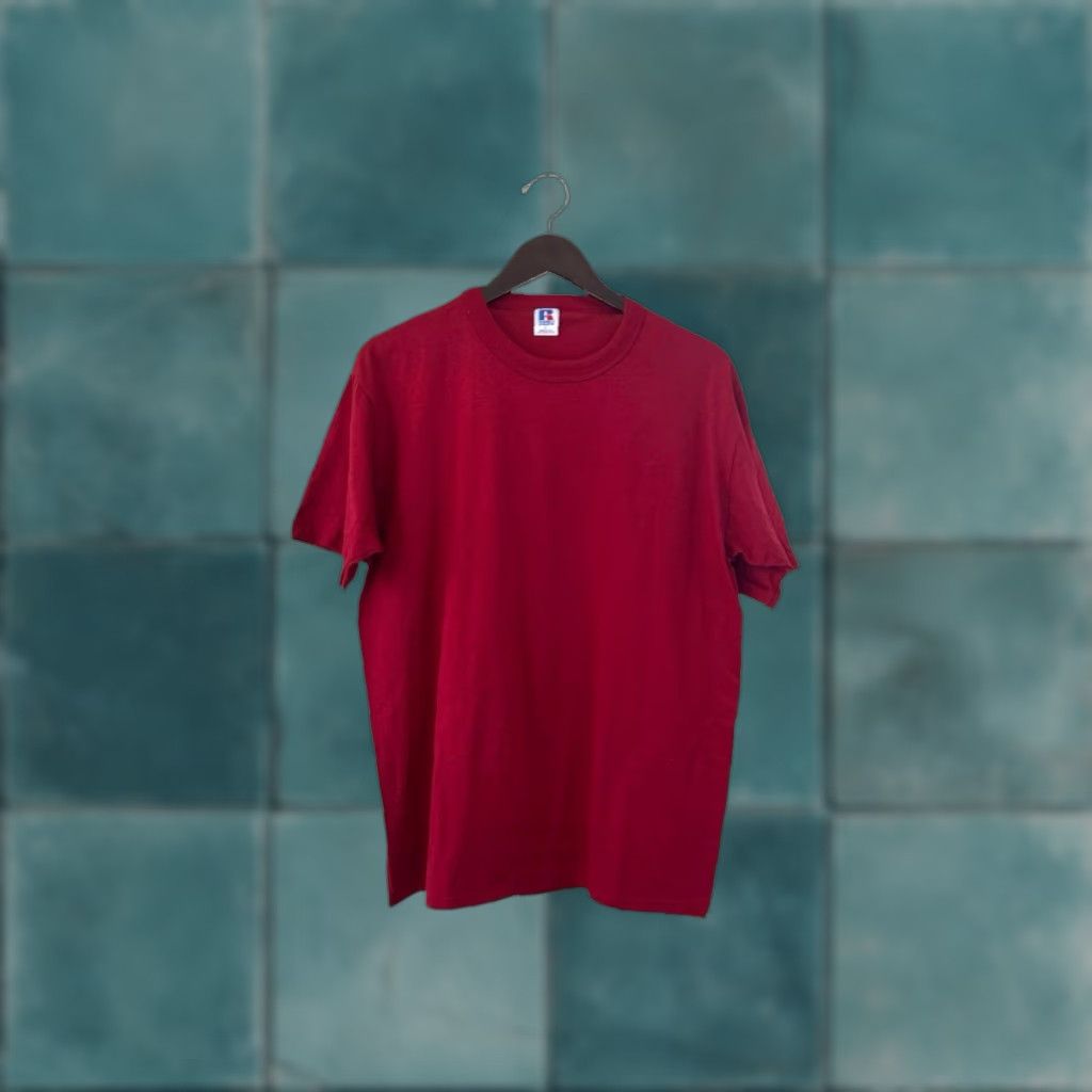 Russell Athletic VINTAGE Russell Athletic T-Shirt Mens L Crew Neck Cardinal Red 90s Deadstock NWOT Single Stitch Poly/Cotton 1990s Made in USA Size US L / EU 52-54 / 3 - 1 Thumbnail