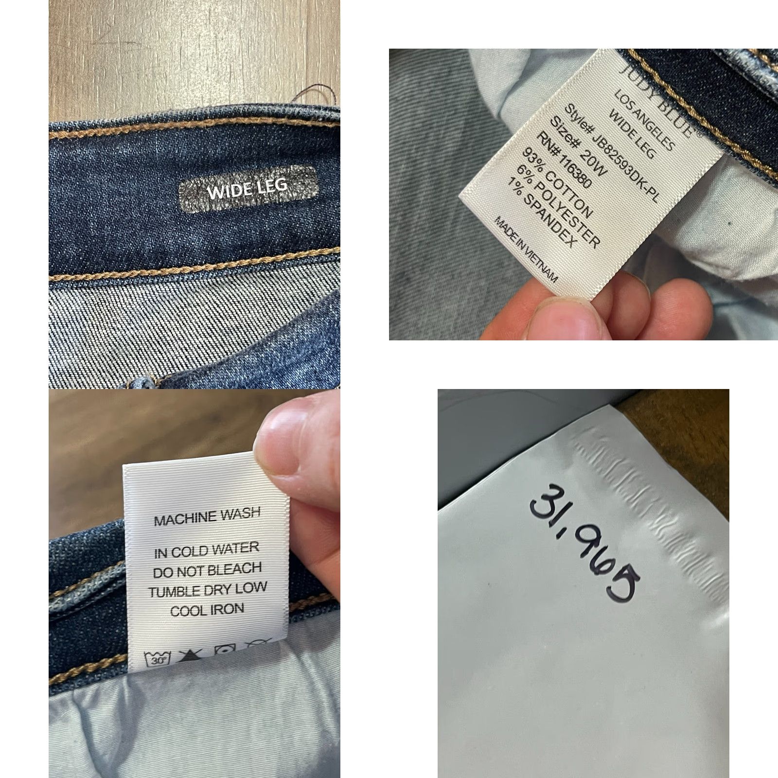 Vintage Judy Blue Jeans Womens Plus 20W Blue Denim Raw Hem Distressed Straight Leg Jeans Size 42" / US 20 - 8 Thumbnail