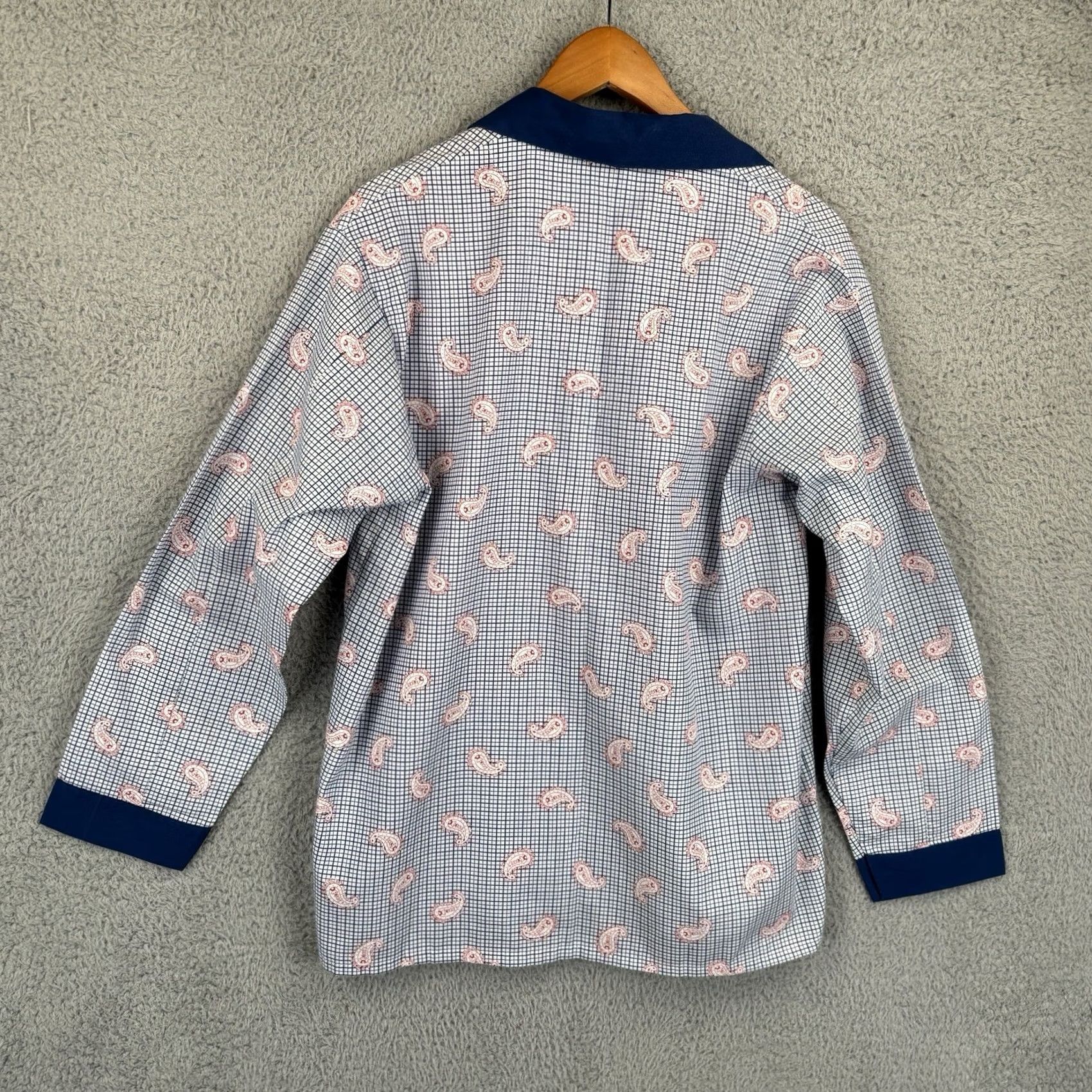 JCPenney VINTAGE Towncraft Pajama Shirt Mens Medium Blue White Paisley 70s Knit Pajama Top Shirt Mens Size US M / EU 48-50 / 2 - 6 Thumbnail