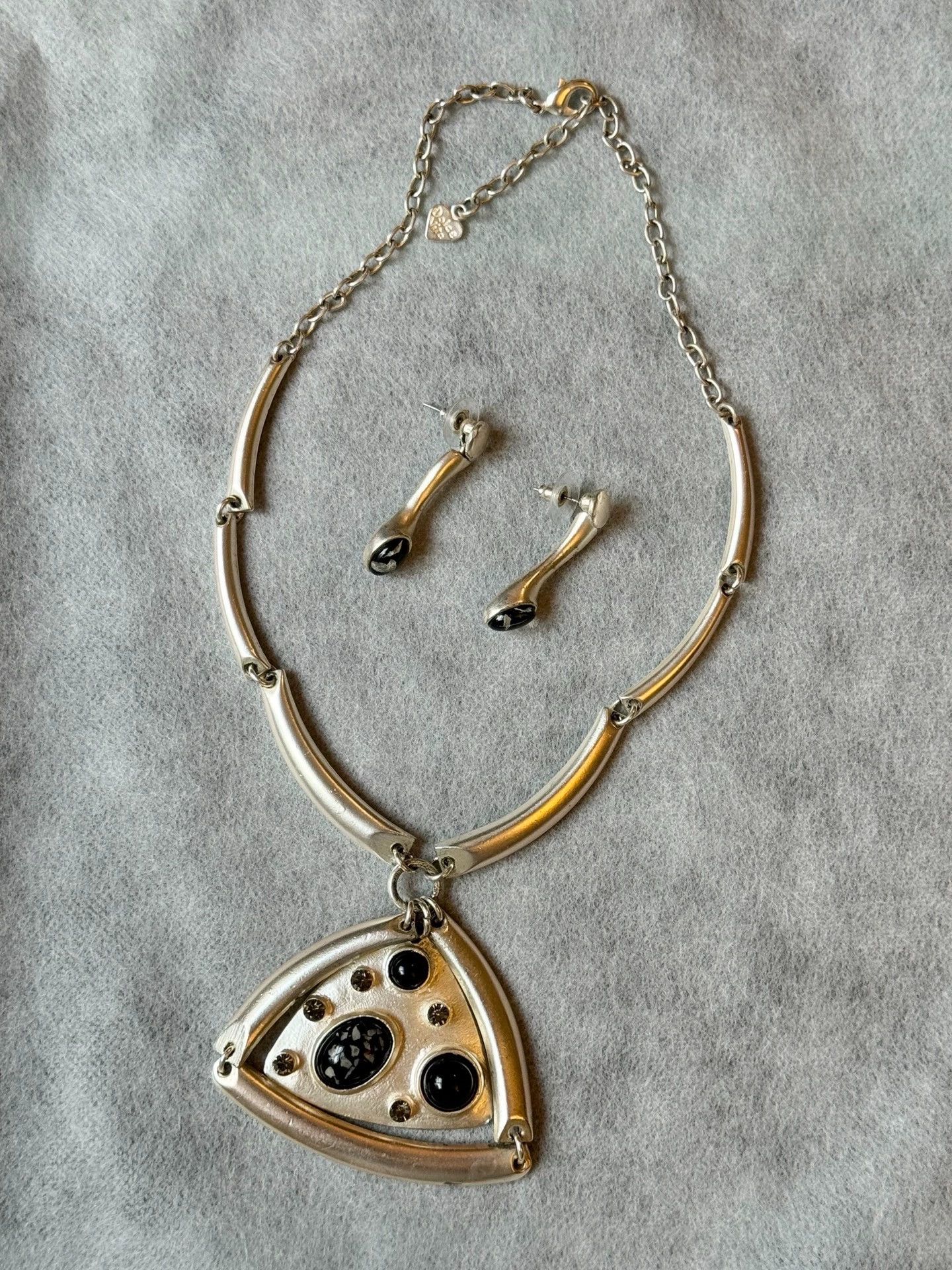 Vintage French Vintage Necklace & Earrings Set 33cm Adjustable Size ONE SIZE - 5 Thumbnail