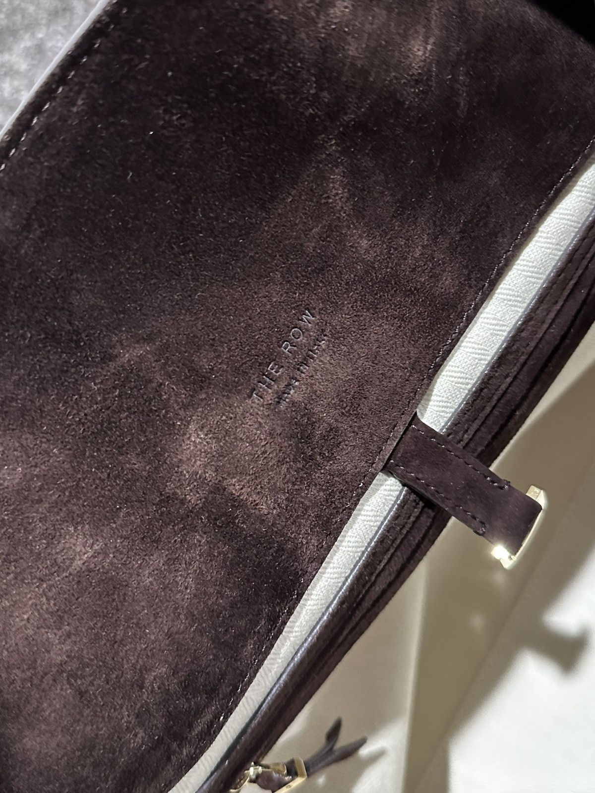 The Row The Row Soft Margaux 17 Brown Suede Leather Top Handle Bag Size ONE SIZE - 11 Thumbnail