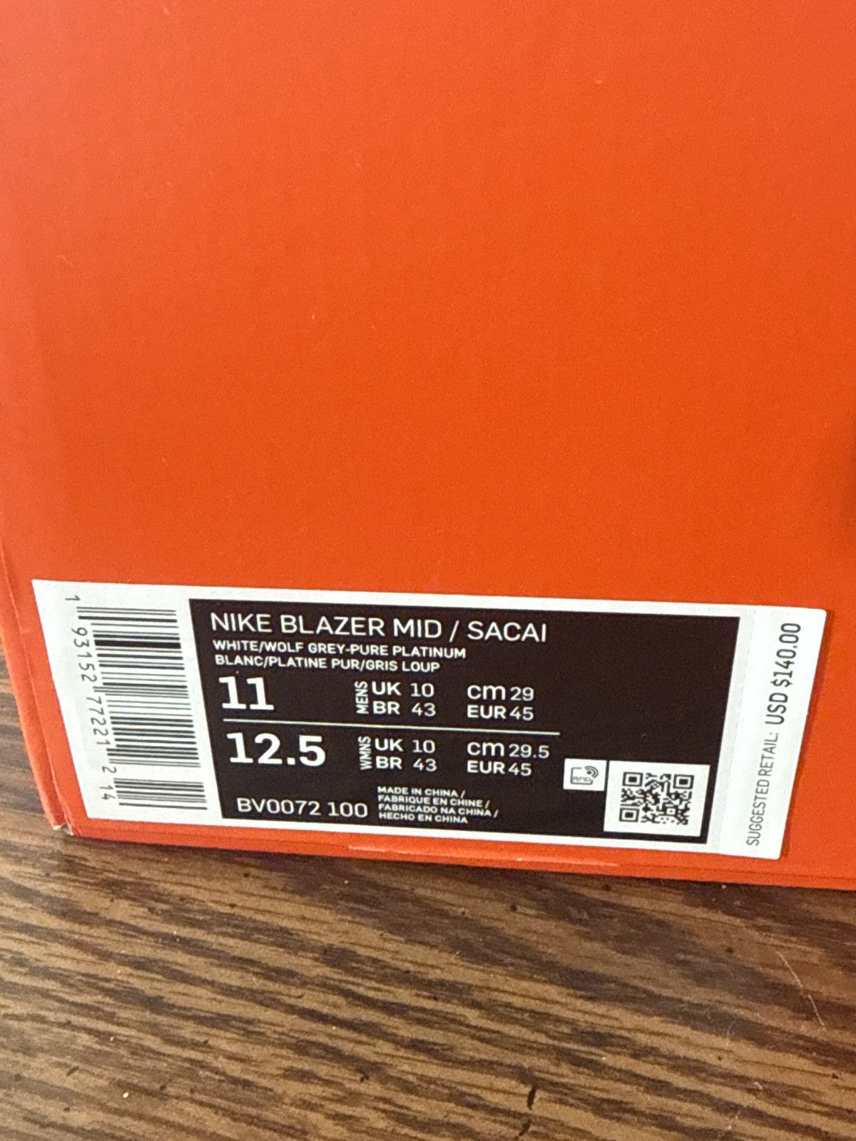 Nike × Sacai Nike Blazer High Sacai White Grey Size US 11 / EU 44 - 5 Thumbnail