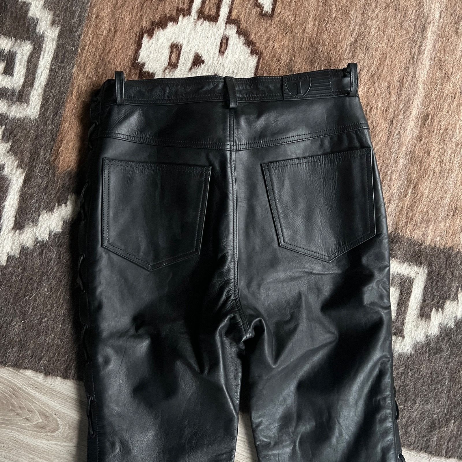 Leather Highway 1 Real Leather Biker Moto Side String Pants 9802AC Size US 32 / EU 48 - 7 Thumbnail