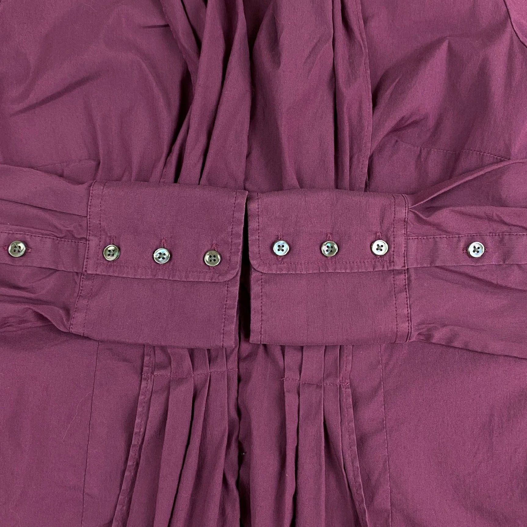Ann Taylor Ann Taylor Womens Purple Pleated Button Up Top 6 Professional Career Shirt Size M / US 6-8 / IT 42-44 - 6 Thumbnail