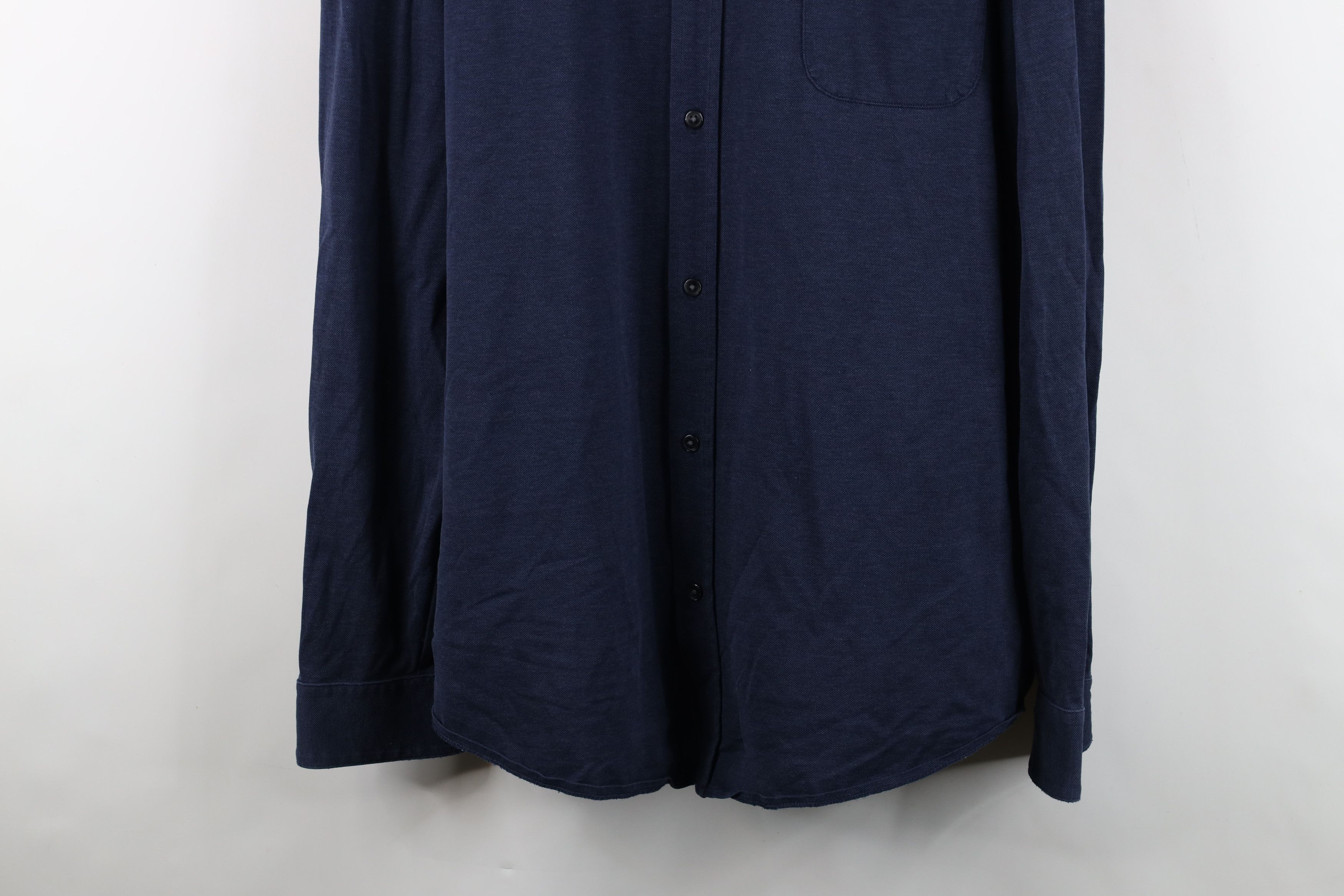 Brooks Brothers Brooks Brothers Cotton Knit Collared Button Down Shirt Blue Size US XL / EU 56 / 4 - 3 Thumbnail