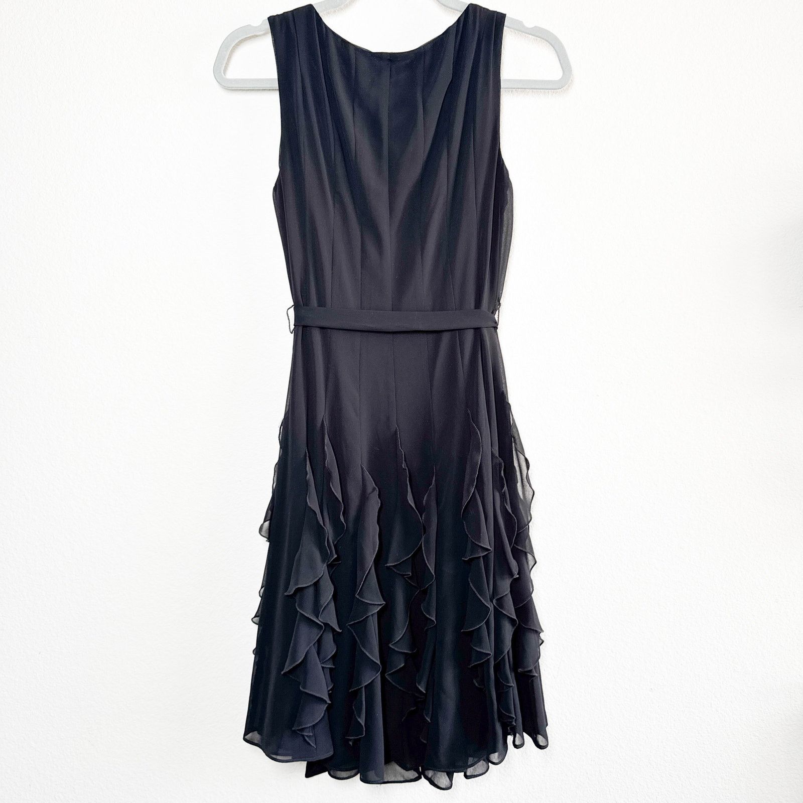 Evan Picone Vintage Evan Picone Black Chiffon Ruffle Fit & Flare Dress 4 Size S / US 4 / IT 40 - 7 Thumbnail