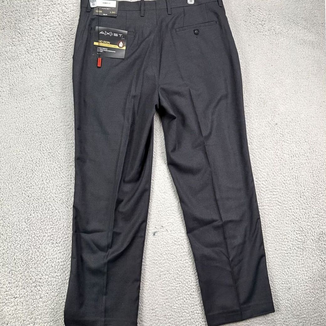 Vintage Axist Dress Pants Mens 36X30 Black Performance Tailored Flat Front Straight NEW Size US 36 / EU 52 - 3 Thumbnail