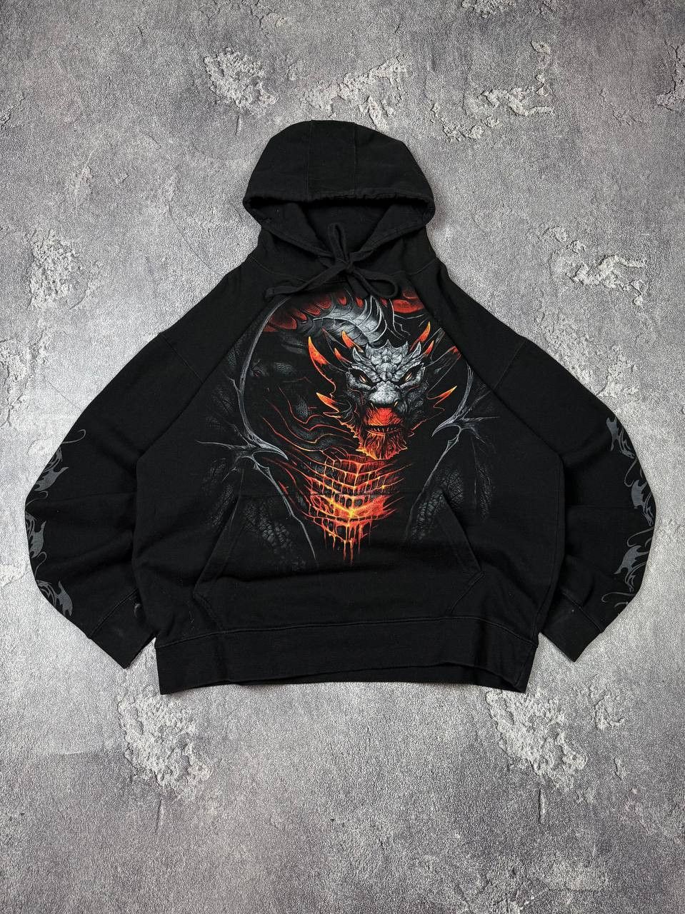 If Six Was Nine Y2K Spirit Dragon Fire Graphic Print Oversize Fit 2000s Goth Size US XXL / EU 58 / 5 - 7 Thumbnail