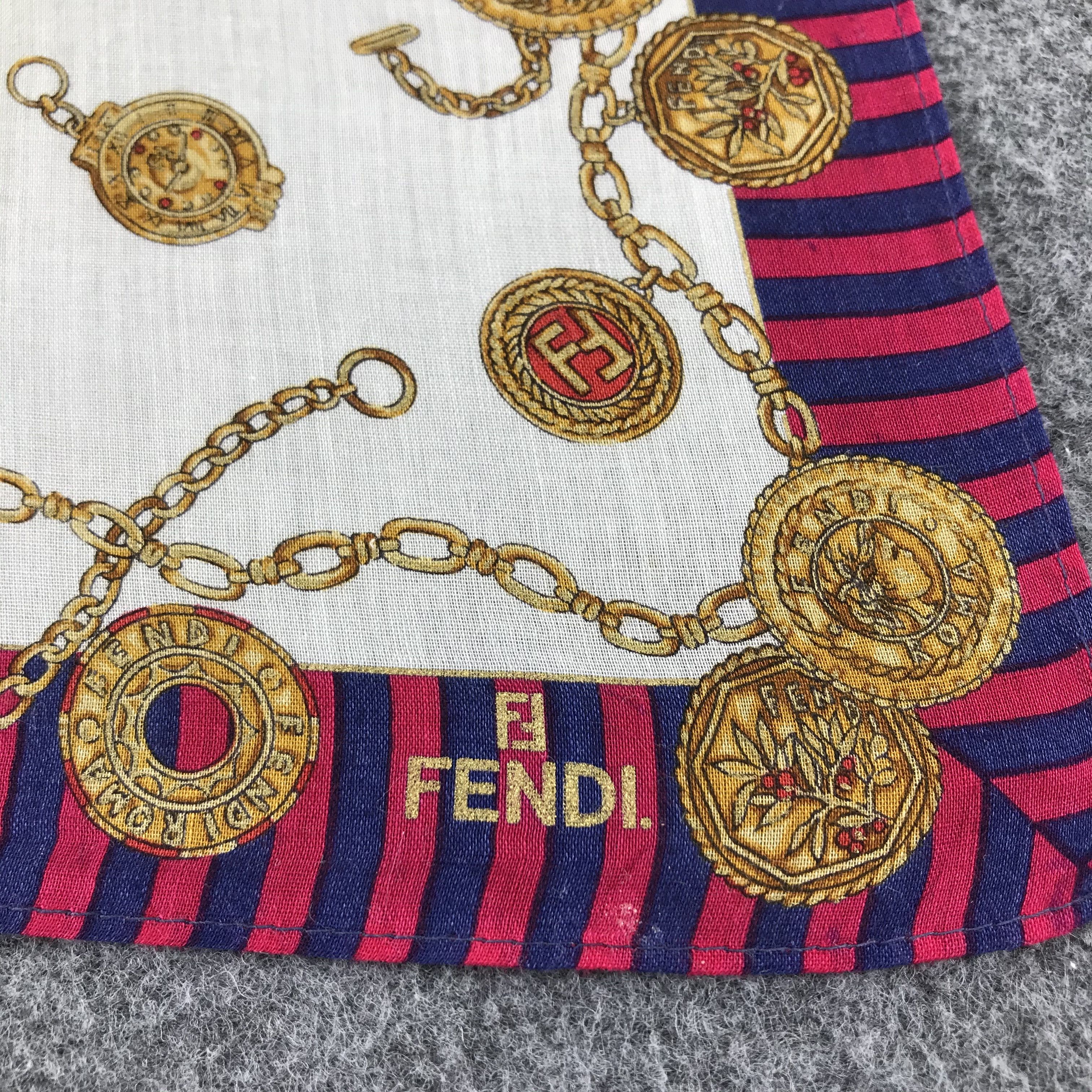 Japanese Brand Fendi Padlock and Keys Handkerchief Neckerchief H250 Size ONE SIZE - 4 Thumbnail