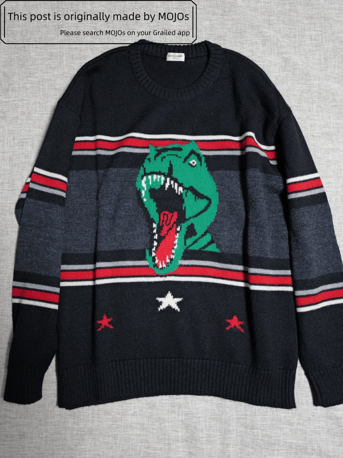 Saint Laurent Paris Saint Laurent Paris 16SS Runway Dinosaur Pattern Knitwear Size US XL / EU 56 / 4 - 1 Thumbnail