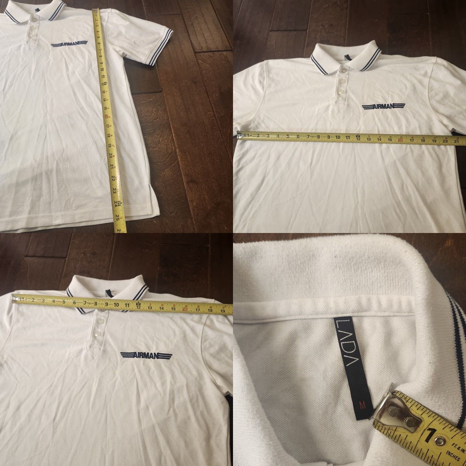 Vintage LADA Men's Polo Shirt White Embroidered Airman Military Casual Short Sleeve Regular Fit XS? Not applicable? Size US M / EU 48-50 / 2 - 8 Thumbnail
