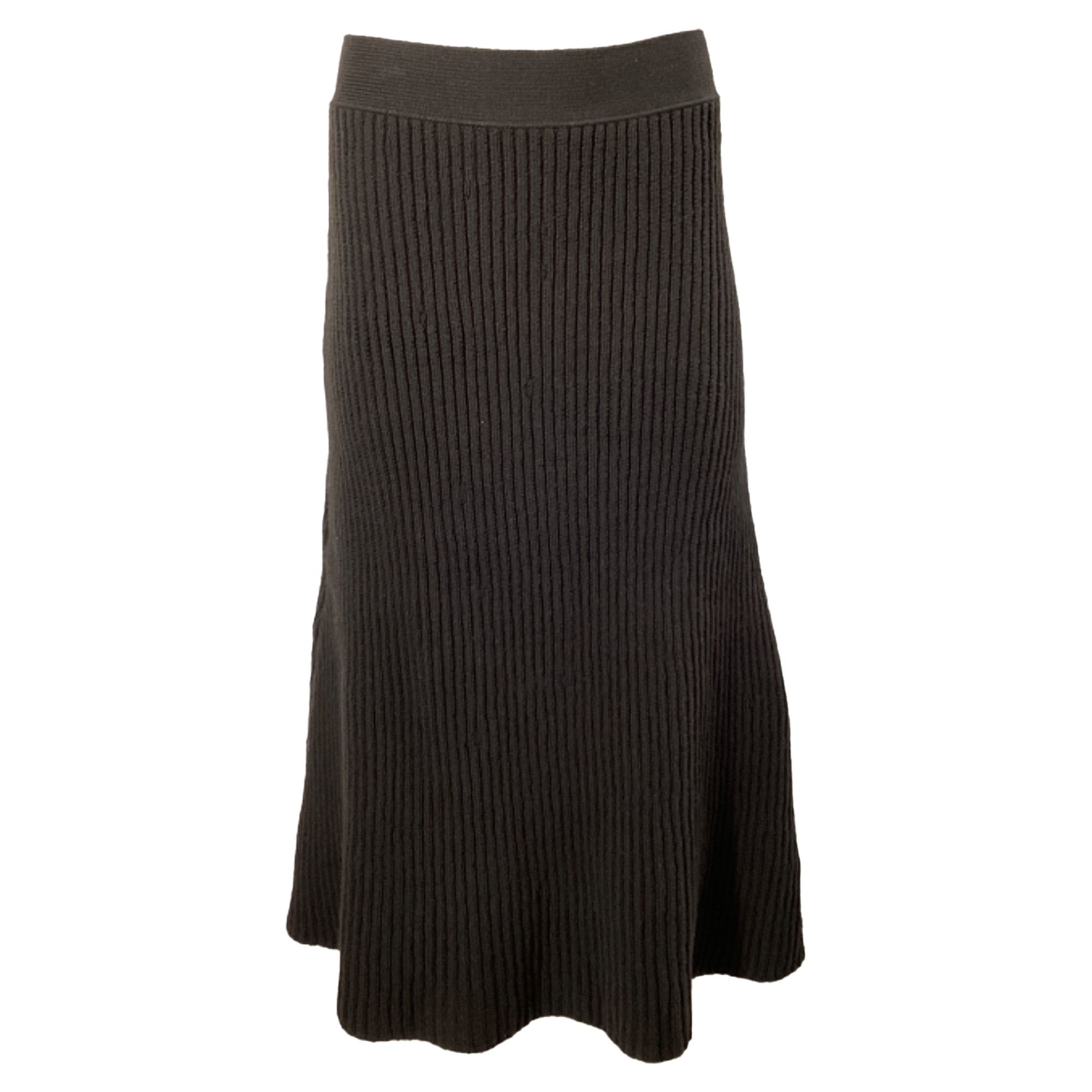 Bottega Veneta Bottega Veneta Rib Distorted Mid-Length Skirt in Brown Wool Size 27" / US 4 / IT 40 - 1 Thumbnail