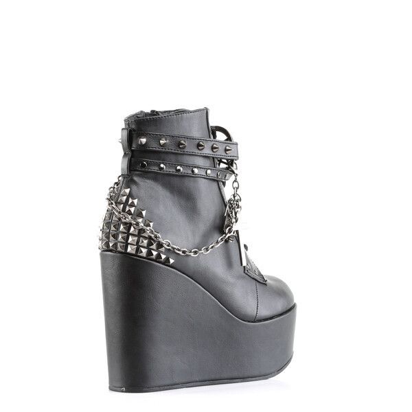 Demonia Cult DEMONIA Poison 101 Charm Chain 5" Wedge Heel Goth Ankle Boot Size US 7 / IT 37 - 7 Thumbnail