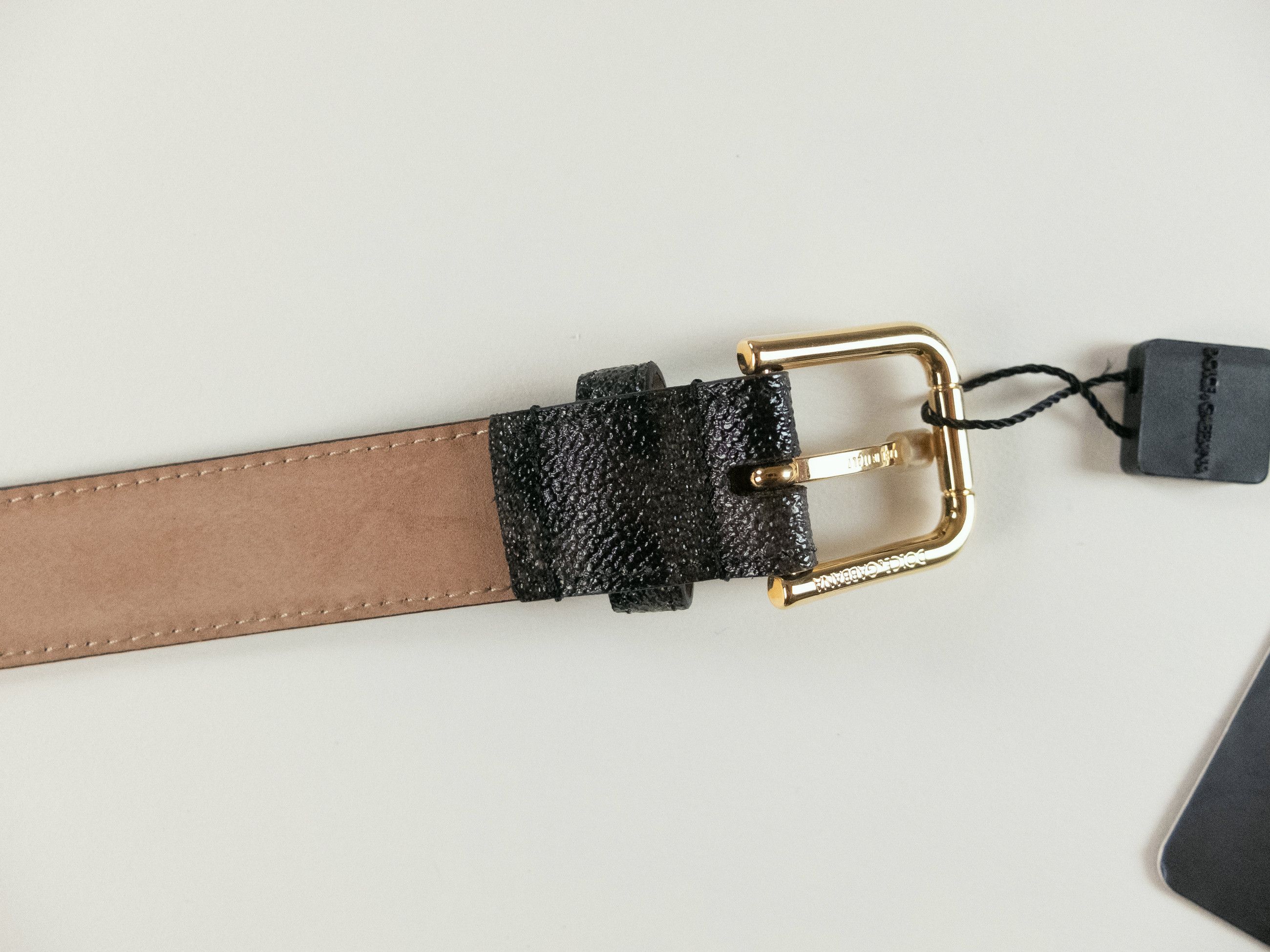 Dolce & Gabbana DOLCE & GABBANA black gray leopard print leather belt 80 Size ONE SIZE - 5 Thumbnail